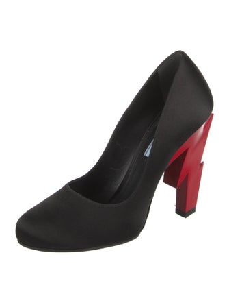 Prada Satin Colorblock Pattern Pumps