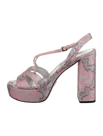 Prada Printed Glitter Accents Sandals
