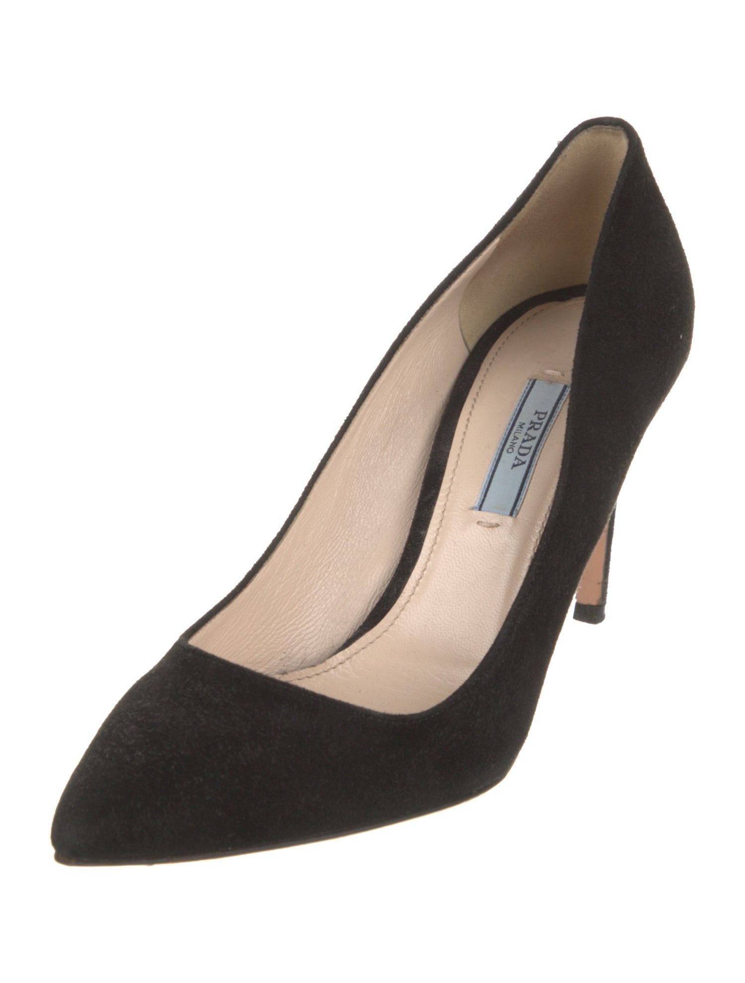 Prada Suede Leather Trim Embellishment Pumps