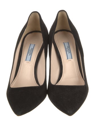 Prada Suede Leather Trim Embellishment Pumps