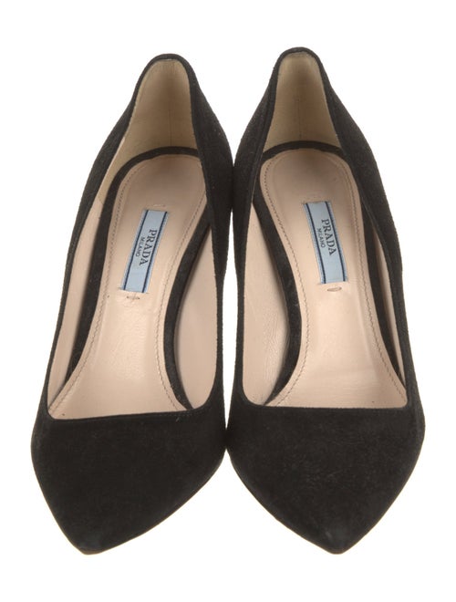 Prada Suede Leather Trim Embellishment Pumps