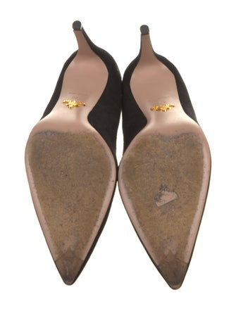 Prada Suede Leather Trim Embellishment Pumps