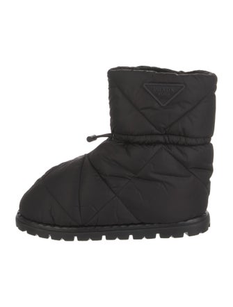 Prada Nylon Fur Trim Boots