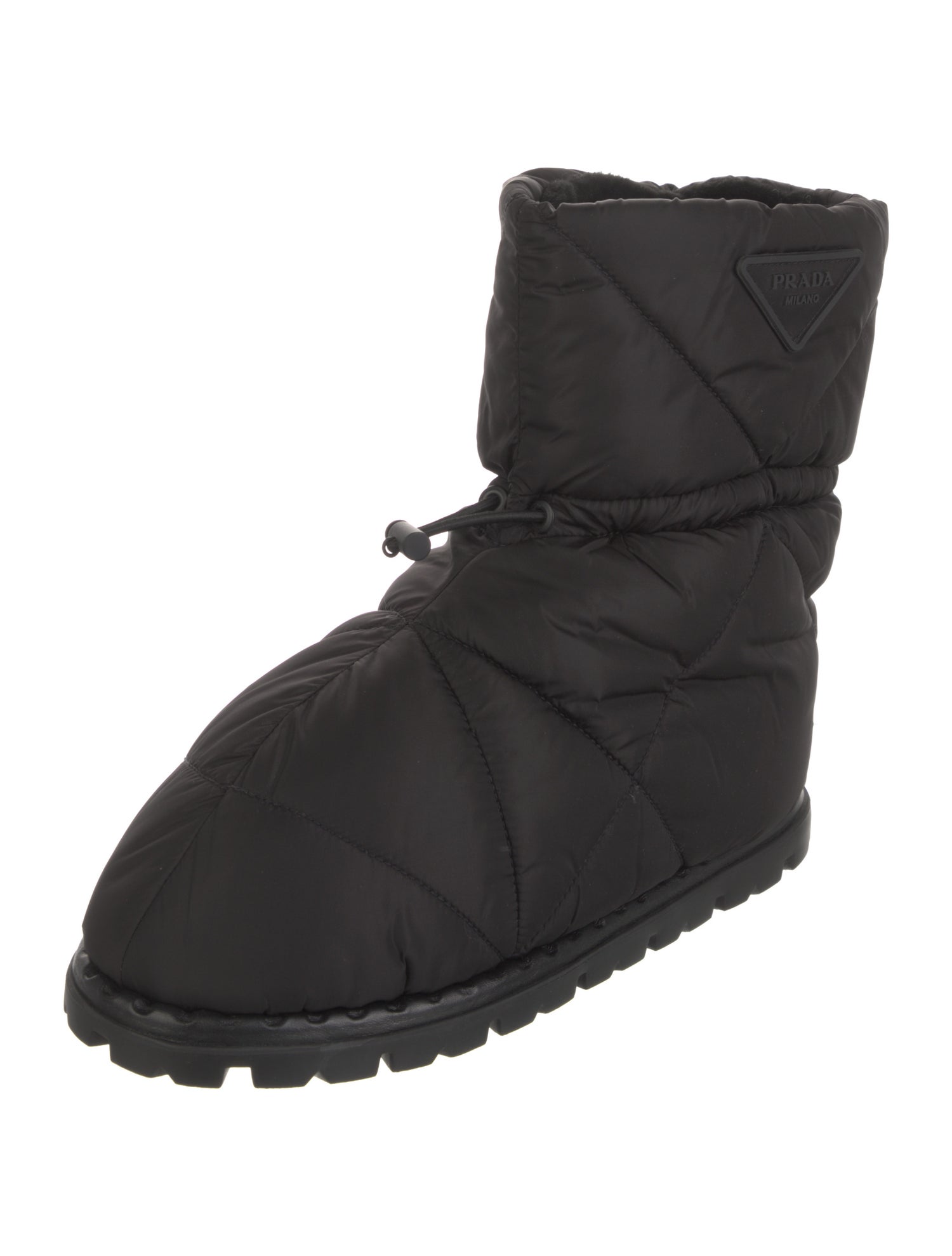 Prada Nylon Fur Trim Boots