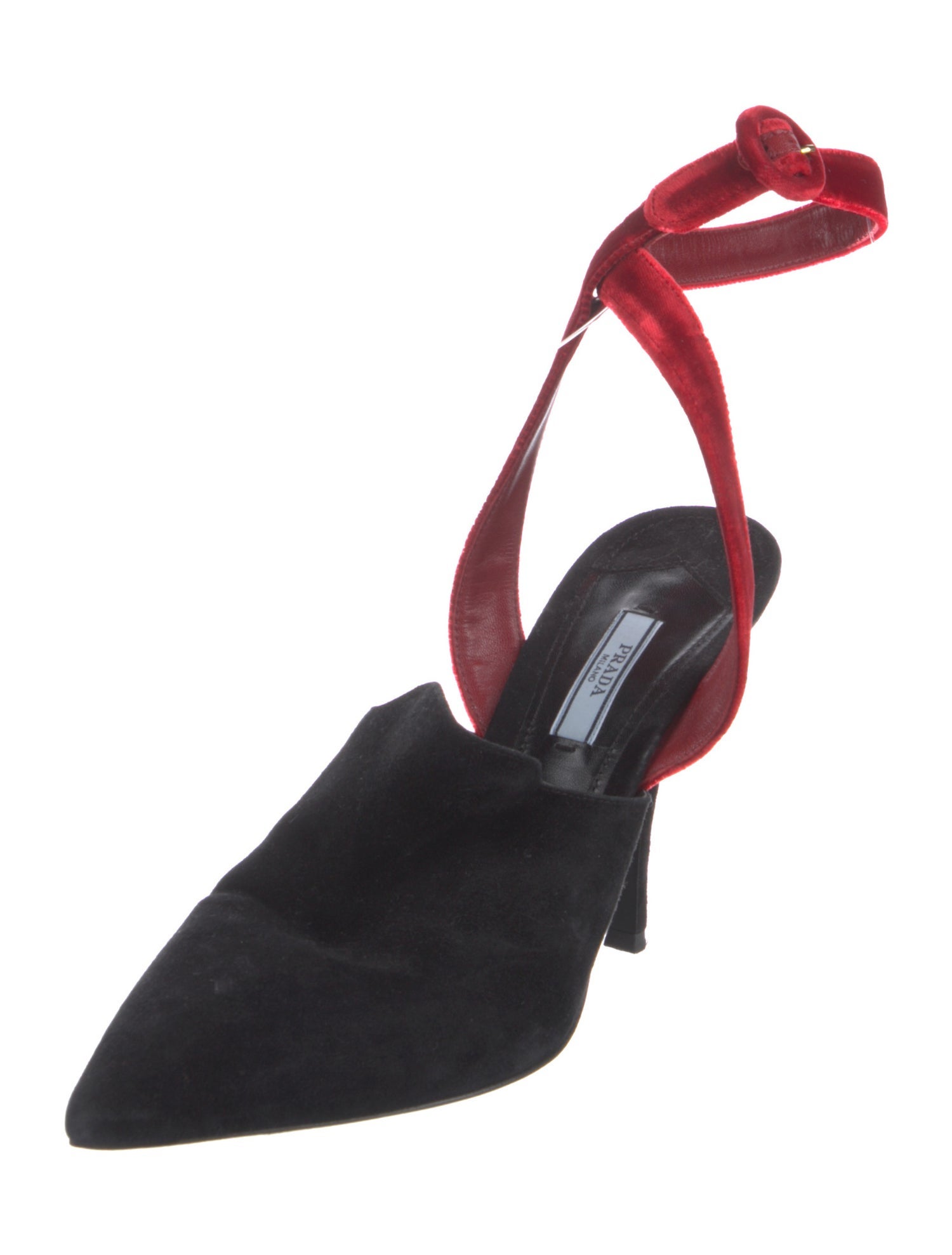 Prada Suede Colorblock Pattern Slingback Pumps