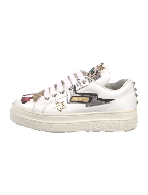 Prada Leather Graphic Print Sneakers