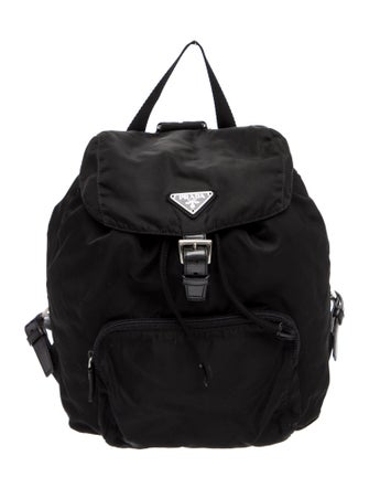 Prada Enameled Metal Triangle Backpack