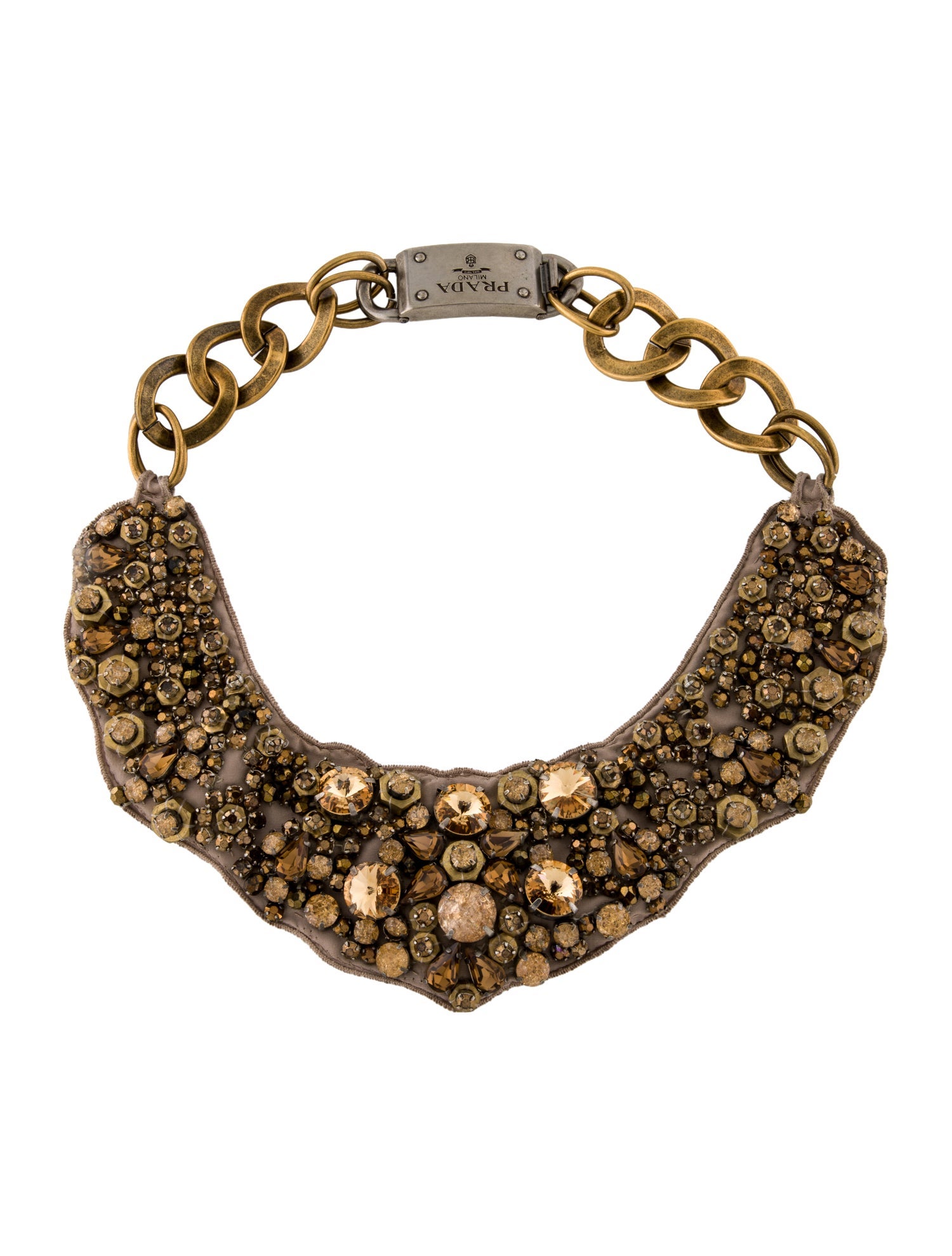 Prada Crystal & Fabric Collar Necklace