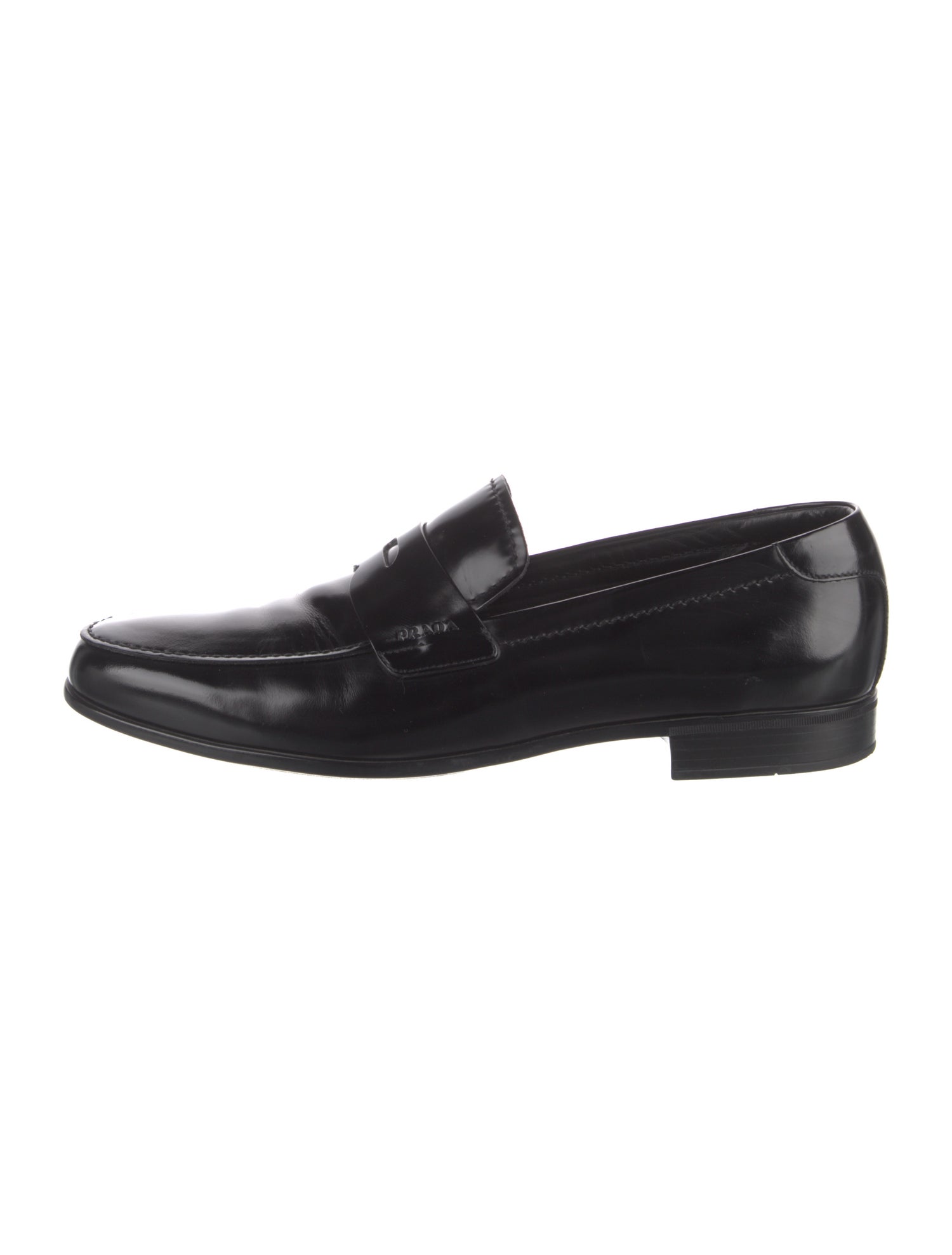 Prada Leather Leather Trim Embellishment Dress Loafers