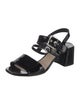 Prada Patent Leather Lasercut Accents Slingback Sandals
