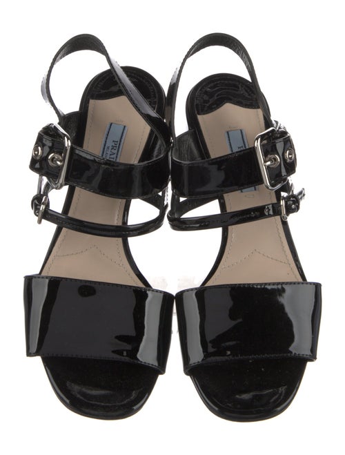 Prada Patent Leather Lasercut Accents Slingback Sandals
