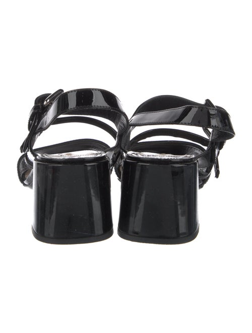 Prada Patent Leather Lasercut Accents Slingback Sandals