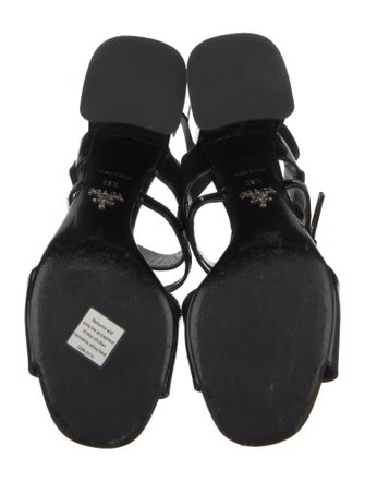 Prada Patent Leather Lasercut Accents Slingback Sandals