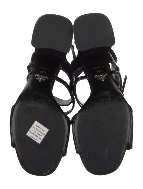 Prada Patent Leather Lasercut Accents Slingback Sandals