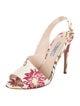 Prada Leather Floral Print Slingback Sandals