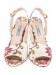 Prada Leather Floral Print Slingback Sandals