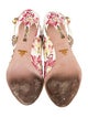 Prada Leather Floral Print Slingback Sandals