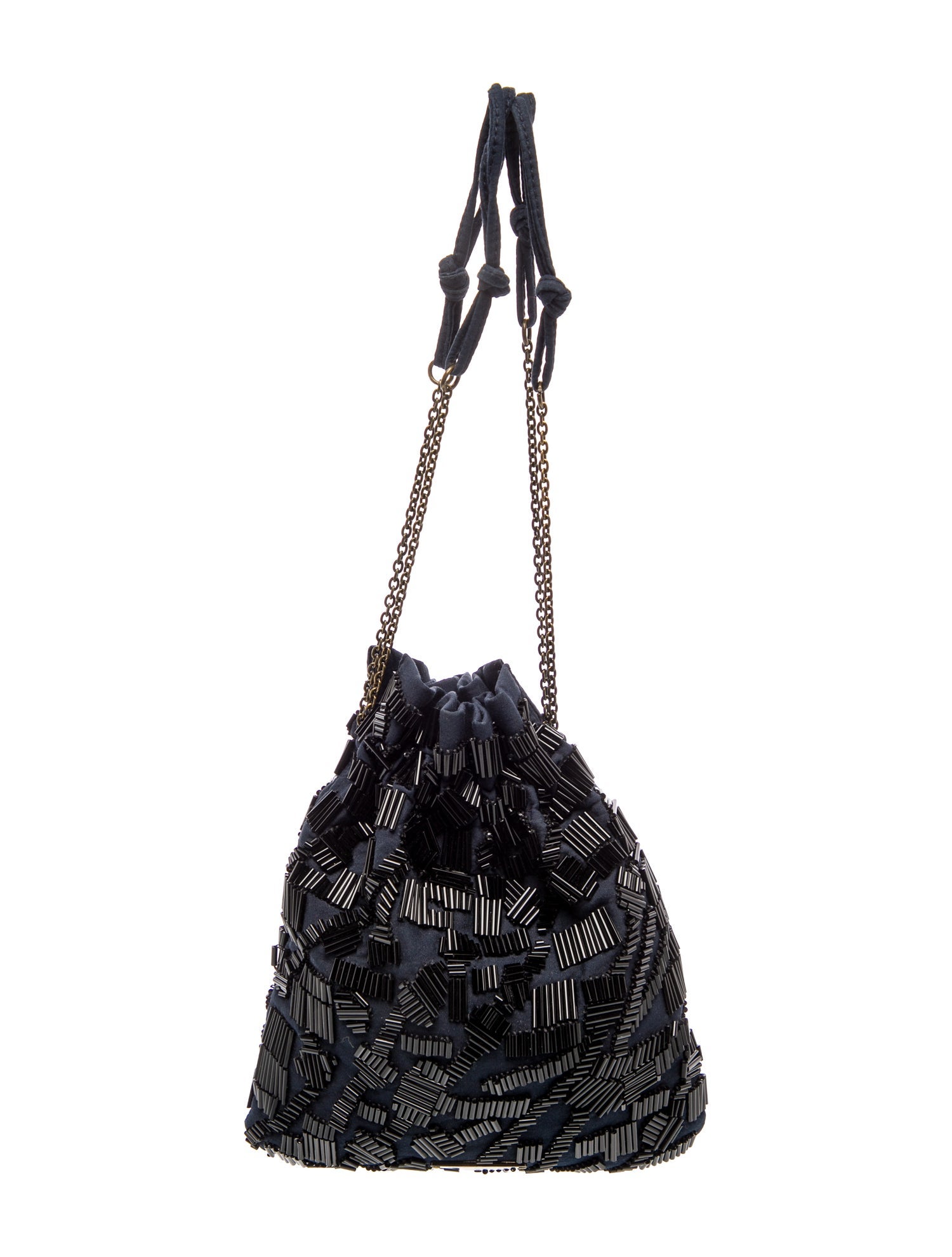 Prada Enameled Metal Triangle Bucket Bag