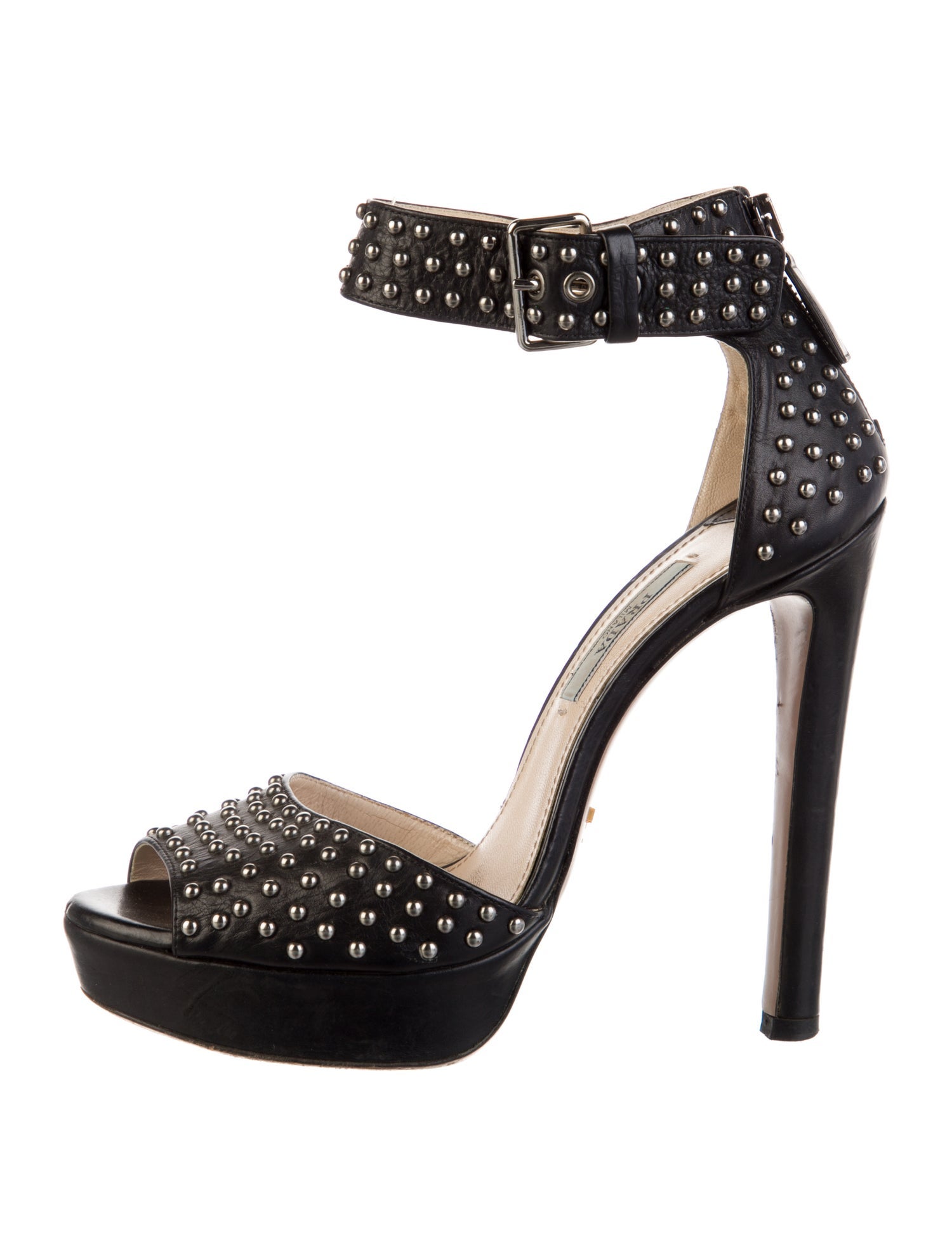Prada Leather Studded Accents Sandals