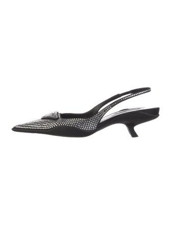 Prada Crystal Embellishments Slingback Pumps
