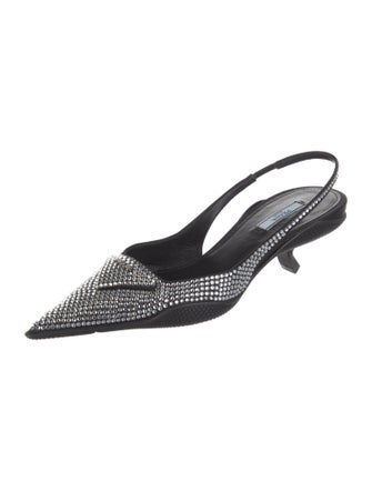 Prada Crystal Embellishments Slingback Pumps