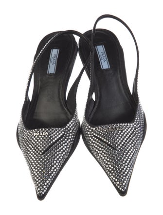 Prada Crystal Embellishments Slingback Pumps