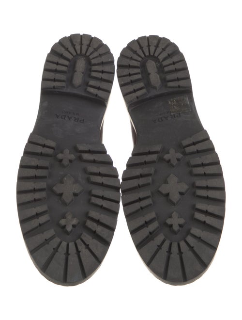 Prada Enameled Metal Triangle Leather Combat Boots