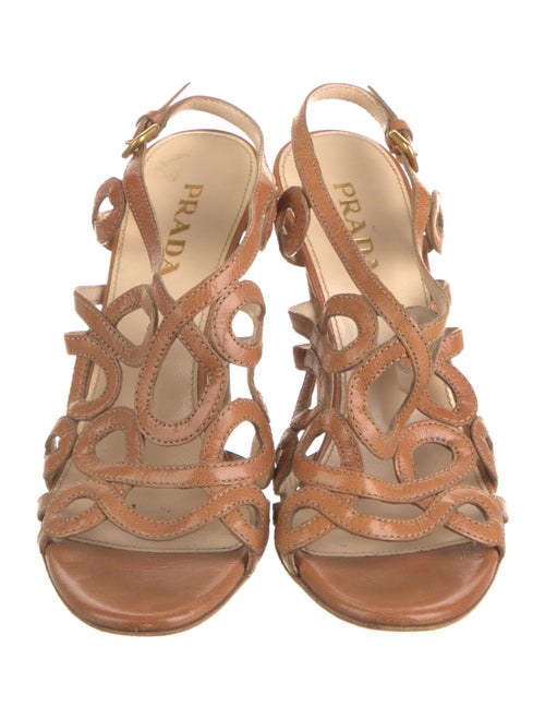 Prada Leather Animal Print Slingback Sandals