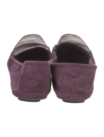 Prada Suede Leather Trim Embellishment Loafers