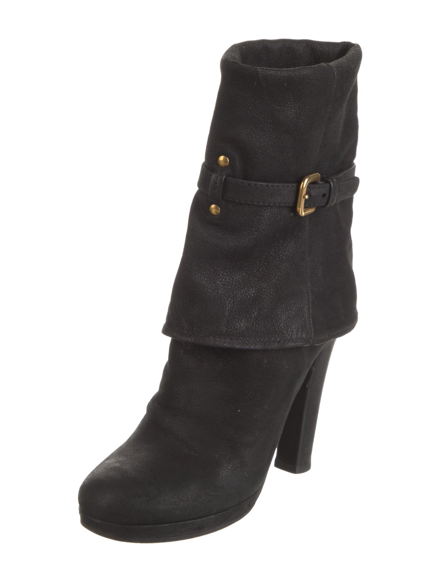 Prada Nubuck Studded Accents Boots