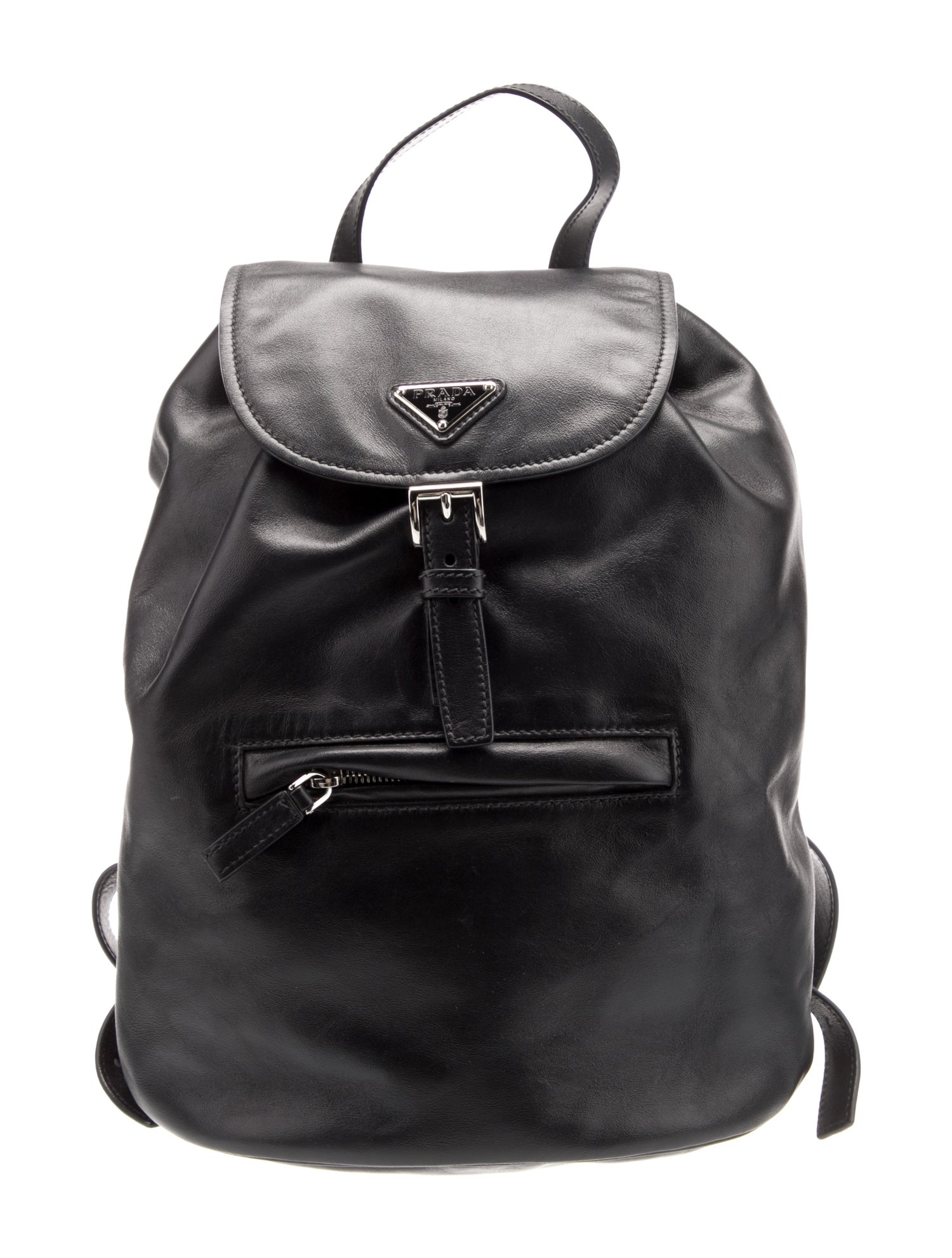 Prada Enameled Metal Triangle Backpack