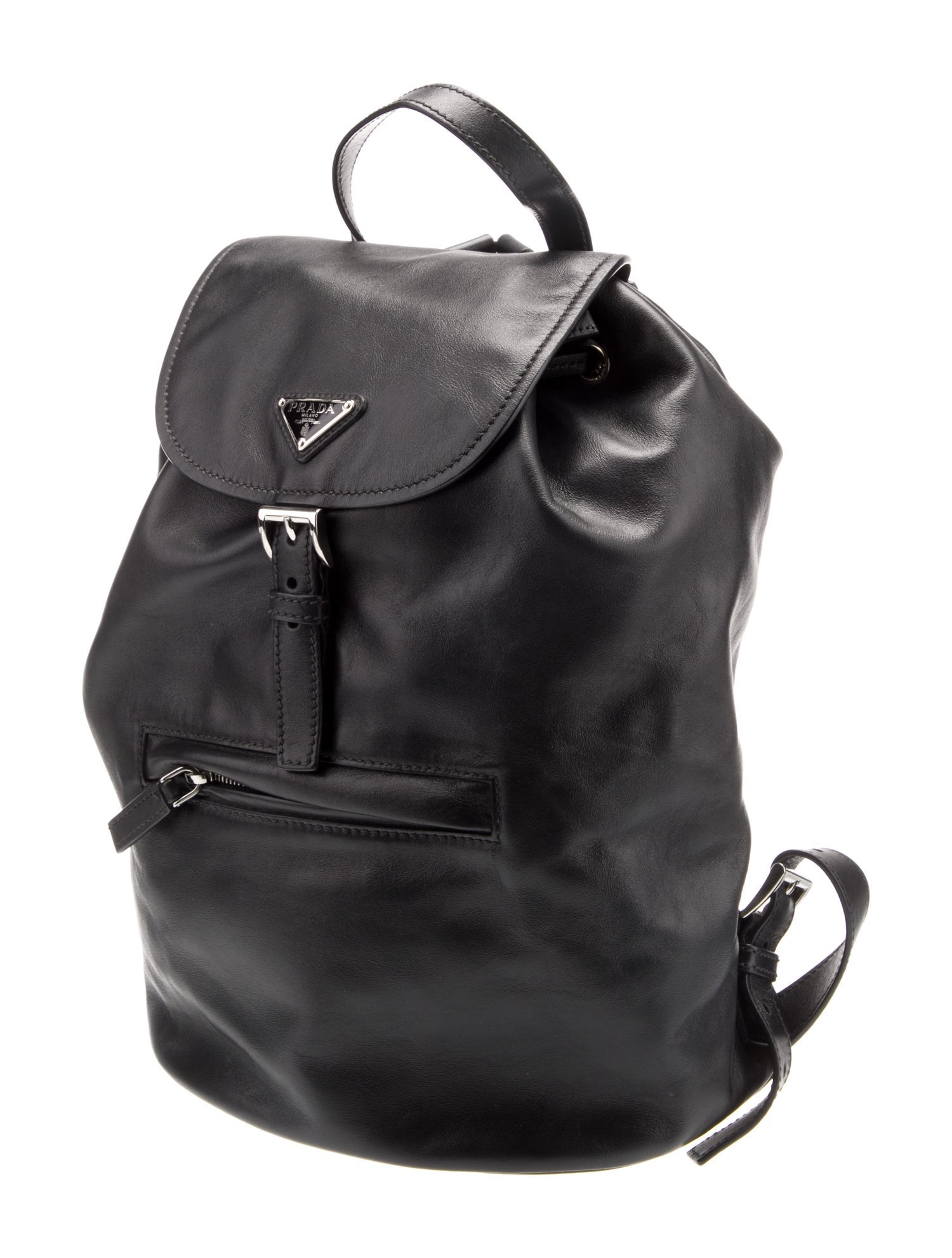 Prada Enameled Metal Triangle Backpack