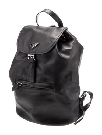 Prada Enameled Metal Triangle Backpack