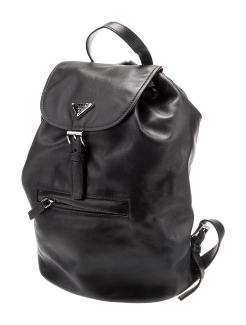 Prada Enameled Metal Triangle Backpack