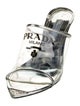 Prada PVC Leather Trim Embellishment Slides