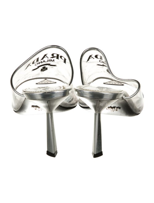 Prada PVC Leather Trim Embellishment Slides