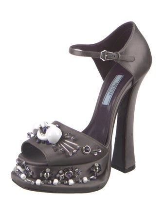 Prada Satin Beaded Accents D'Orsay Pumps