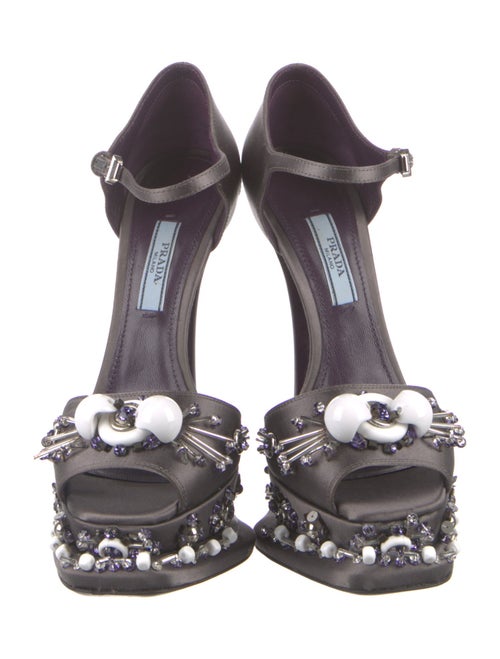 Prada Satin Beaded Accents D'Orsay Pumps