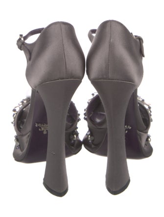 Prada Satin Beaded Accents D'Orsay Pumps