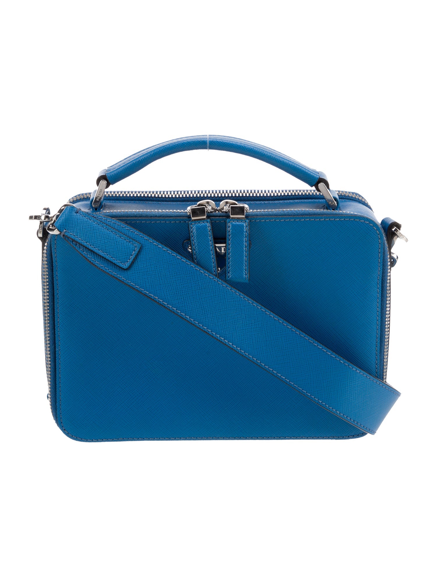 Prada Enameled Metal Triangle Messenger Bag