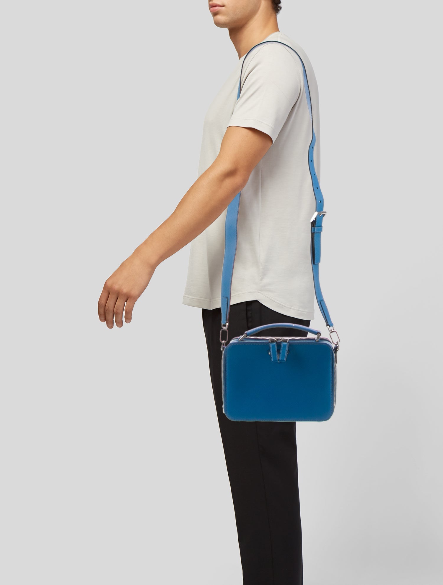 Prada Enameled Metal Triangle Messenger Bag