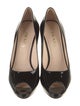 Prada Patent Leather Cutout Accent Pumps