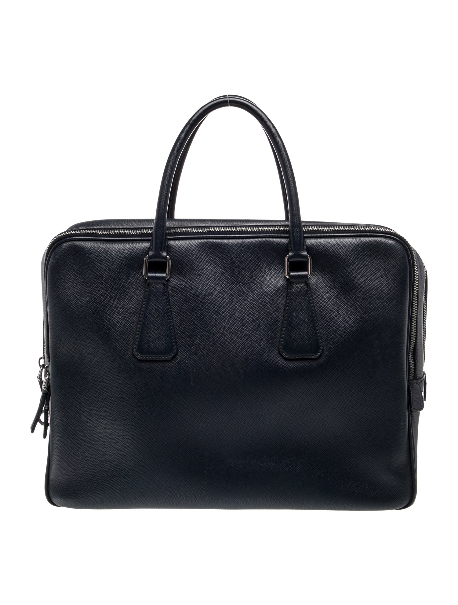 Prada Saffiano Triangle Leather Briefcase