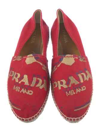Prada Canvas Embroidered Accent Espadrilles