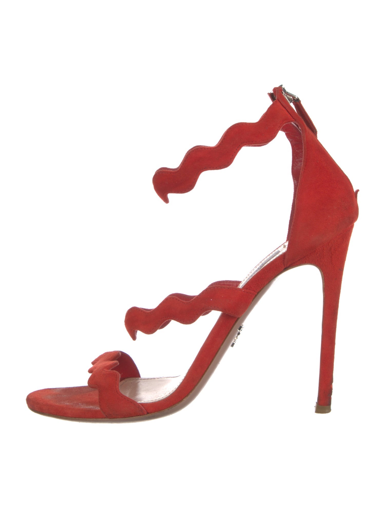 Prada Suede Scalloped Accent Sandals