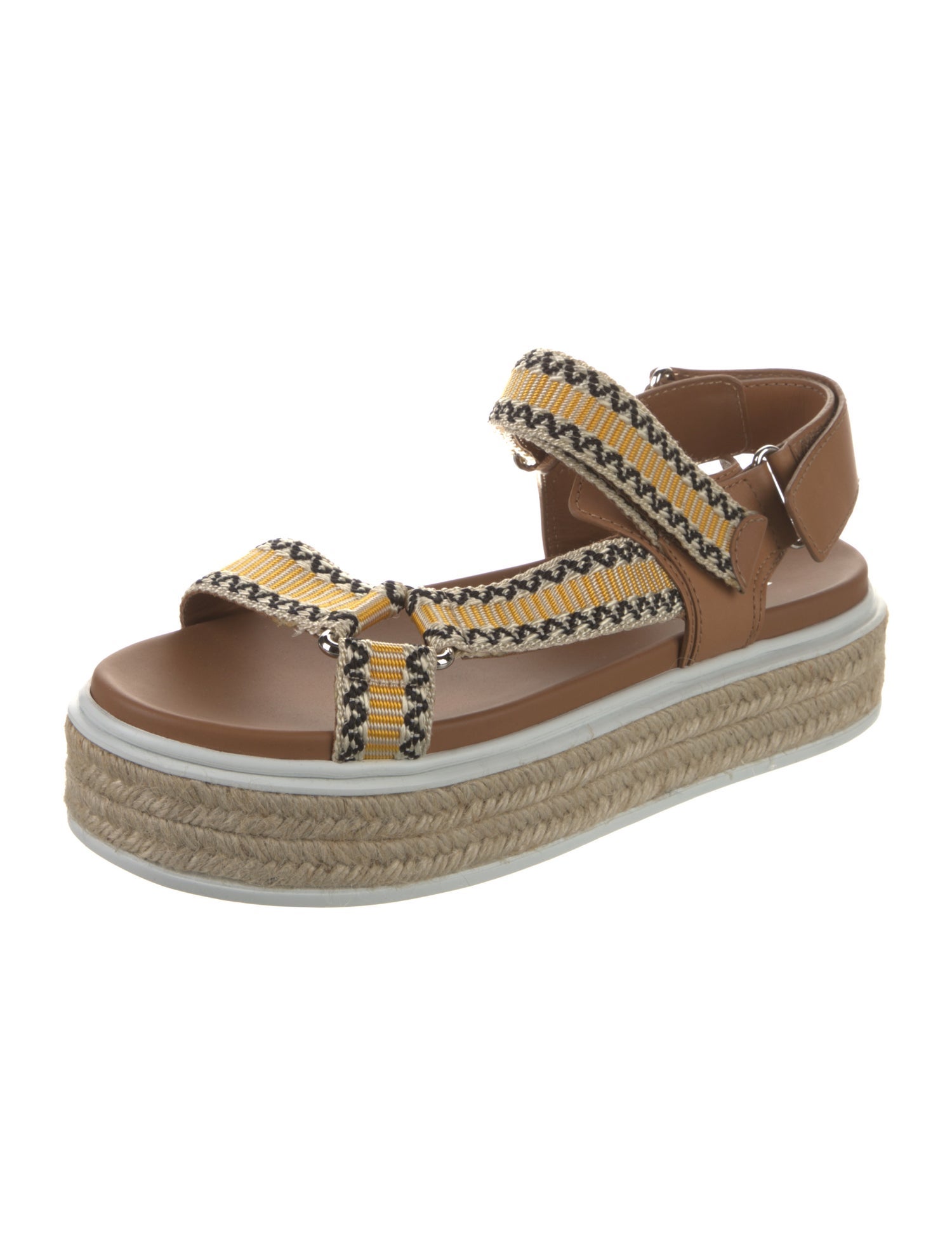 Prada Canvas Colorblock Pattern Slingback Flats