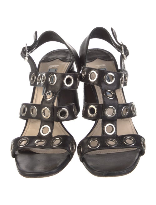 Prada Leather Cutout Accent Slingback Sandals
