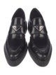 Prada Enameled Metal Triangle Leather Oxfords