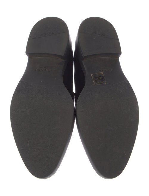 Prada Enameled Metal Triangle Leather Oxfords