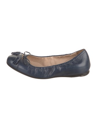 Prada Leather Bow Accents Ballet Flats